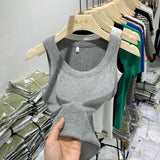 Girls Tight Anti-Smooth Threaded Vest Women's Spring And Summer Suit Slim Top Ins Tide-Outfit