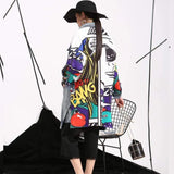Fongt New Women's Jeans Windwear Fashion Style Like Creative Pattern Splicing Loose Washing Denim
