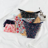Lace Side Thongs Thin Breathable Invisible T Pants Print Low-Rise Thin Belt Trousers