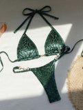 2024 New Sexy T-Shaped Pearl Leopard-Print Special Fabric Swimsuit Bikini