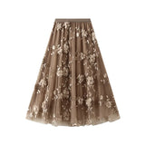 Fongt Yarn Embroidery Heavy Industry Half-Body Skirt Large-Size Dress 2025 Spring New A Word High-Waist Long Skirt 8692