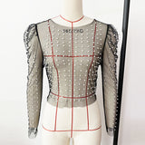 Fongt Summer Explosion Of Women's Hot Diamond Bubble Beads Foam Sleeve Mesh Yarn