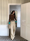 Vintage Ribbed Knitted Sweater Women Harajuku Slim Patchwork Jumper Korean Contrast Knitwear Y2K Tops Grunge Kpop-Outfit
