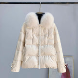 The New Chinese Wind Fox Fur Collar Can Take Off Fur Down Jacket Short Mink White Duck Down Winter Coat Female-Outfit