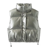 Metal Technology Fabric Fashion Down Cotton Vest In Spring-Outfit