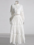 French Retro Style Suit 2025 New Lace Neckline Hollow Bare Waist Solid Dress Two Sets Of Female