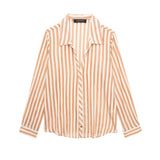 New Street Style Casual Loose Single-Breasted Striped Shirt 9878098-Outfit