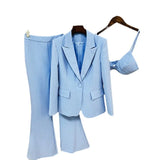 Fongt New Blingbling Highlights A Buckle Suit Corset Micro-Tlave Trousers Set