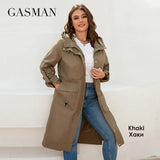 Women's trench spring 2022 long Fashion design Coat women Brand High-Quality hooded Women's windbreaker split jacket