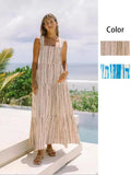 Fongt Years Fresh And Sweet Wind Spring And Summer Striped Print One Word Tie Dress 88116-Outfit