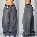 Multi-pocket Washed Baggy Jeans-Outfit