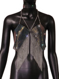 Fongt Type Sequins Slim Short Money Inside The Sling Type Anti-Light Black Small Vest