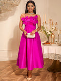 Fongt Sling Three-Dimensional Floral Dress Banquet High-Waist A-Word Swing Pony Dress Dresses
