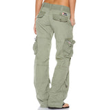 Retro Women's Wide Leg Multi-pocket Casual Loose Straight Casual