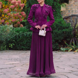Fongt Temperament Famous 2025 Autumn New Fashion Elegant Retro Splicing Butterfly Wrinkle Skirt Dress Suit Woman