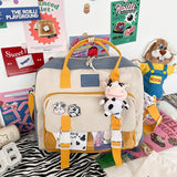 Cute Cow Backpack Female Student College Schoolbag Girl Badge Multifunctional Backpacks Kawaii Ladies Waterproof Nylon
