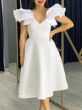 Fongt Summer New Lotus Leaf Side High-Waist A-Shaped Dress Party Dress
