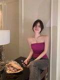 Fongt New Sexy Hottie Wearing Short Chic Thin Elastic Bra Inside The Coat Without A Shoulder Strap Vest