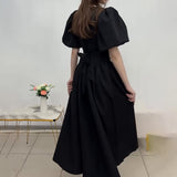 Fongt Women's Clothing 2025 Autumn New Bubble Sleeve With Fashion Temperament Dress Dress Dress
