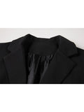 Autumn Winter Elegant Black Gothic Women's Blazer Jacket Casual Fashion Solid Double-breasted Pocket Chain Coat