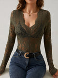 Fongt 2025 New Sexy Single-Layer Flower Lace Fan Decoration Bottom Shirt Woman