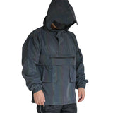 2024 Functional Style Dazzling Reflective Work Jacket Male Ins Hooded Jacket Half Zip Blazer-Outfit