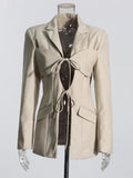 Australian Show Small Suit 2025 New Tying With Sexy Hollow Irregular Splicing Senior Sense Blazer