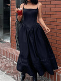 Lace Up Corset Black Maxi Dress-Outfit