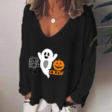 V-neck Long Sleeve Pullover Casual Loose