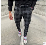 Fongt New Men's Casual Dating Men's Lattice Solid Nine-Point