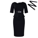 Fongt New Women's Clothing Collar Fashion Temperament Short-Sleeved OL Tongle Lotus Side Waist African Dress