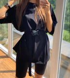 Two-piece Set With Belt Solid Color