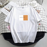 Women Short Sleeve T Shirt Summer Letter Printed Basic Tshirt Korean Cotton Tees for Female Plus Size Loose Soft