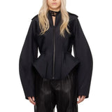 Fongt Female Autumn 2024 New Comfortable Leisure Personality Cut Slim Senior Sense Women's Jacket Short Jacket-Outfit