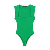 New Square Collar Solid Color Slim Sexy Sleeveless Jumpsuit 3905008-Outfit