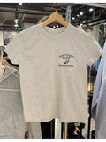 Women Cotton Grey Sailboat Printed Tees 2023 Summer Vintage O Neck Short Sleeves Graphic T shirts Female Crop Tops-Outfit