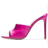 Women's Fashion Hot Selling Large Size Rose Red Black Nude PU Sardine Thin High Heels Muller Drag E-Commerce Merchant Eb-Outfit