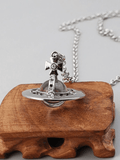 Vintage Planet Pendant Necklace-Outfit
