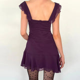 Chiffon Tie-Up Strap Mini Dress-Outfit