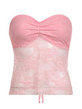 Lace See through Backless Tie Up Bandeau Top-Outfit