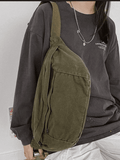 Vintage Wash Capacity Crossbody Bag-Outfit