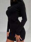Fongt Long Pit Knitted Dress Female Solid Color Wool Tight Sex 2023 Autumn And Winter