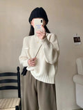 Version Autumn Winter New Pullover Sweater Female Loose Lazy Wind Add Thick Versatile Fashion Knit Bottom Shirt Jacket Female-Outfit