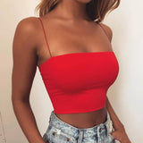 New Fashion Women Spaghetti Strap Crop Top Sexy Bodycon Sleeveless Cami Tube Top Basic Plain