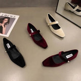 Fongt Retro With Skirt Velvet Mary Jane Women's Shoes Spring 2024 New Evening Wind Gentle Low Heel Single