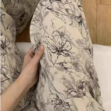 Fongt High-End Cotton Pyjamas Ladies Summer Thin Artificial Silk Home Leisure Long Trousers Straight Can Be Worn Outside