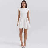 Short Sleeve Backless Mini Dress-Outfit