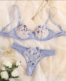 Floral Embroidery Transparent Lace 2 Piece Set-Outfit