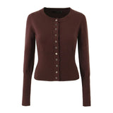 Knit Buttoned Long Sleeve Top And Pleated Mini Skirt-Outfit