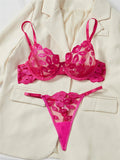Sheer Lips Heart Embroidery Lingerie Set-Outfit